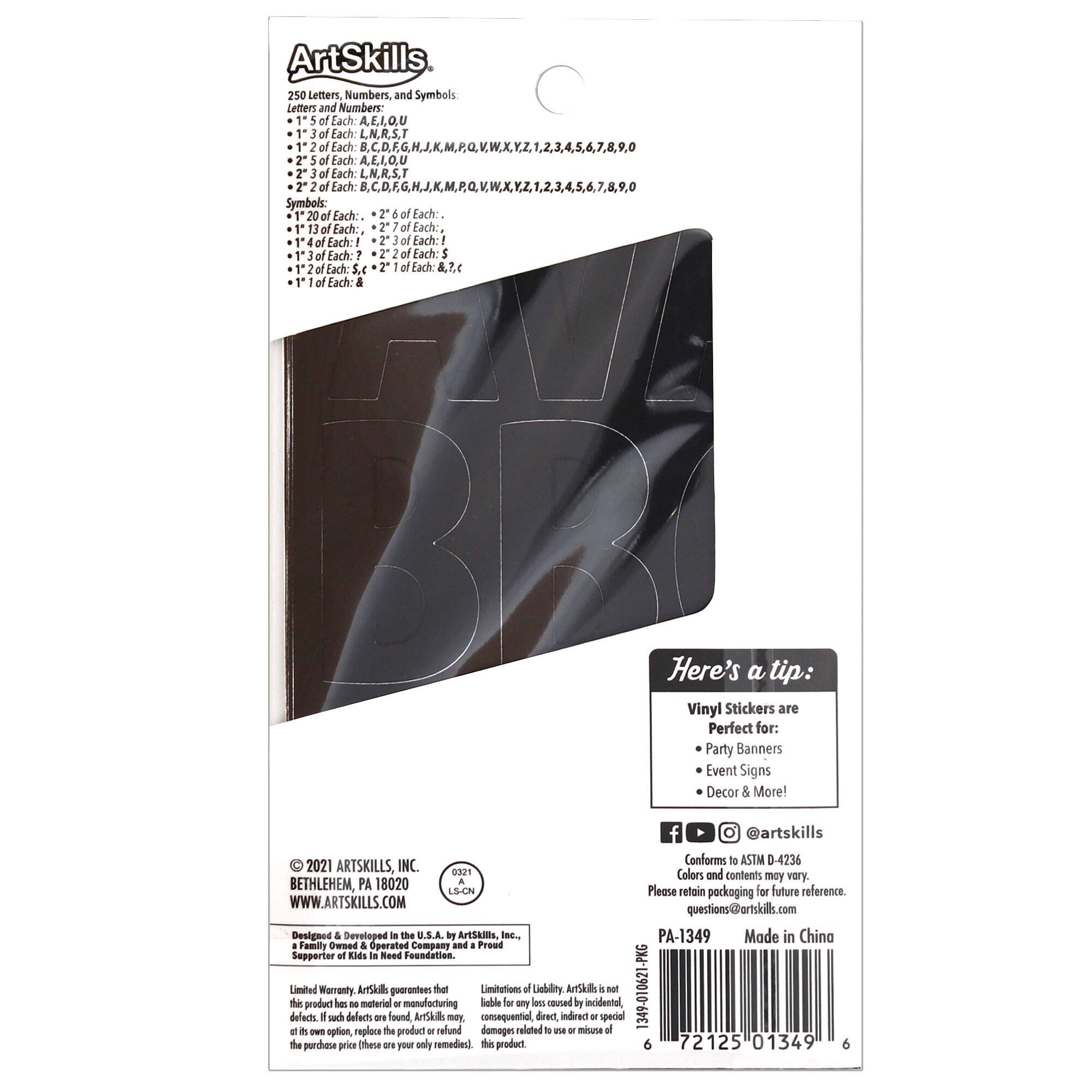ArtSkills® 1" to 2" Black 250 Piece Vinyl Poster Letter Set